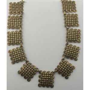 Vintage Metropolitan Museum of Art MMA Woven Celtic Knot Gold Tone Necklace 1993